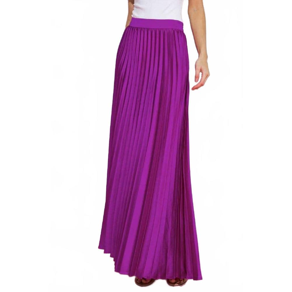 NEW flying tomato satin fully pleated magenta maxi skirt, women’s S
